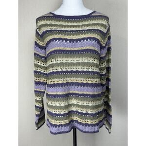 Robert Scott Women’s Sz M Hand Knitted Sweater Lavender Silk Linen Cotton Blend
